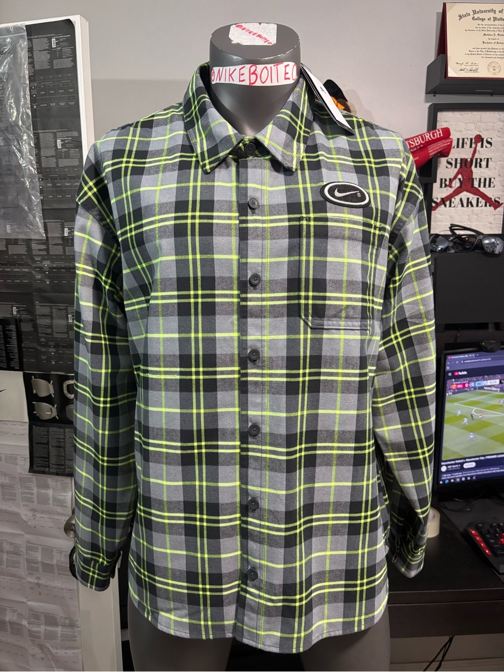 NWT Nike SB Eric koston Flannel Long Sleeve Button Down Shirt Mens XL Loose Fit
